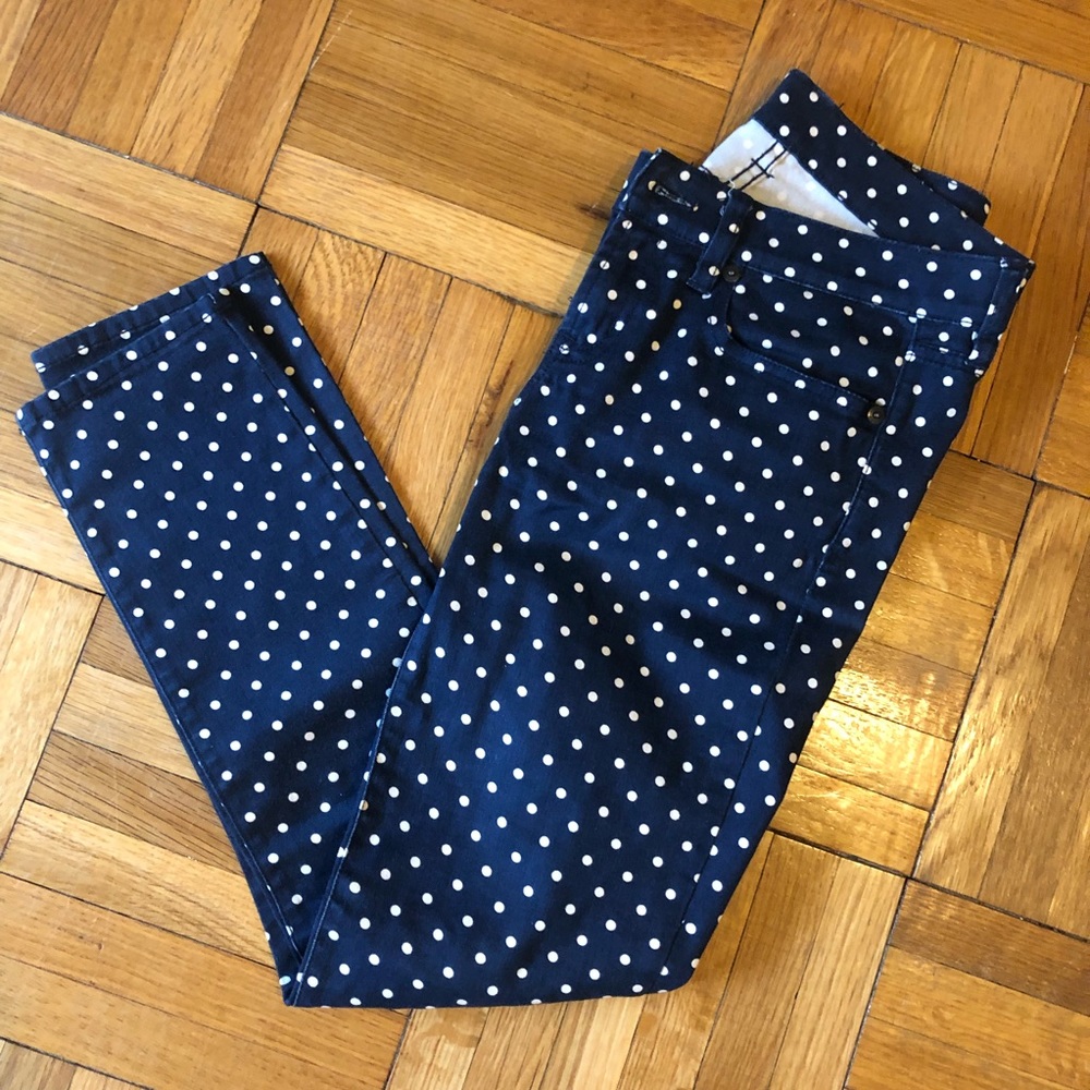 J. Crew Toothpick Polka Dot Jeans